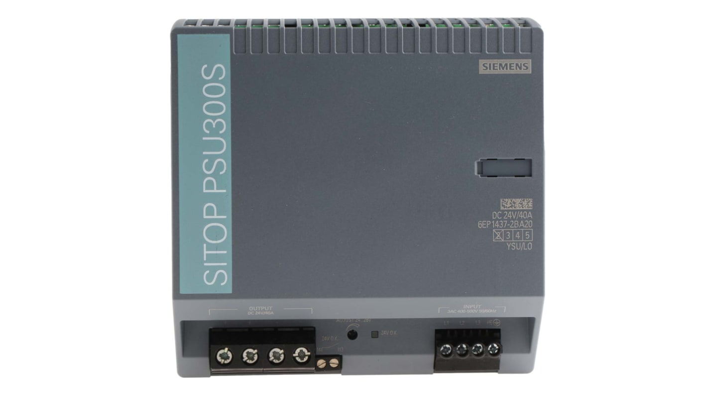 シーメンス SITOP PSU300S DINレール取付け用スイッチング電源 24V dc, 40A, 960W