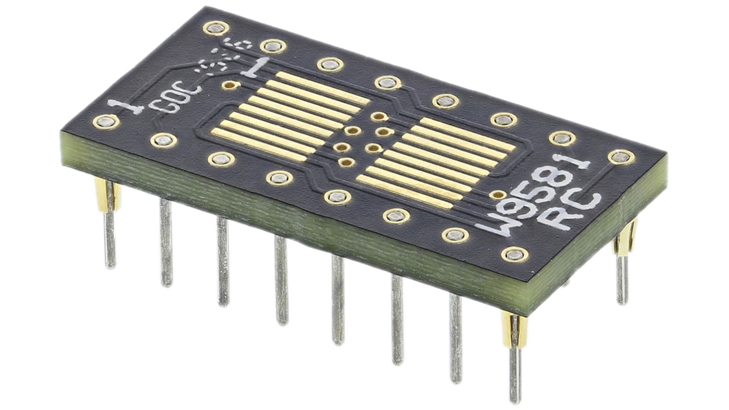 Winslow Straight Through Hole Mount 0.65 mm, 2.54 mm Pitch IC Socket Adapter, 16 Pin Female SOP to 16 Pin Male DIP