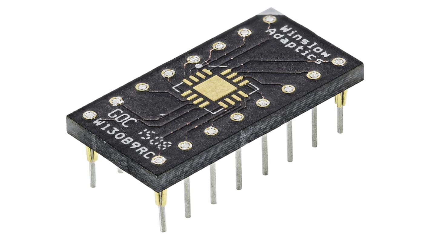 Winslow Straight Through Hole Mount 0.65 mm, 2.54 mm Pitch IC Socket Adapter, 16 Pin Female QFN to 16 Pin Male DIP