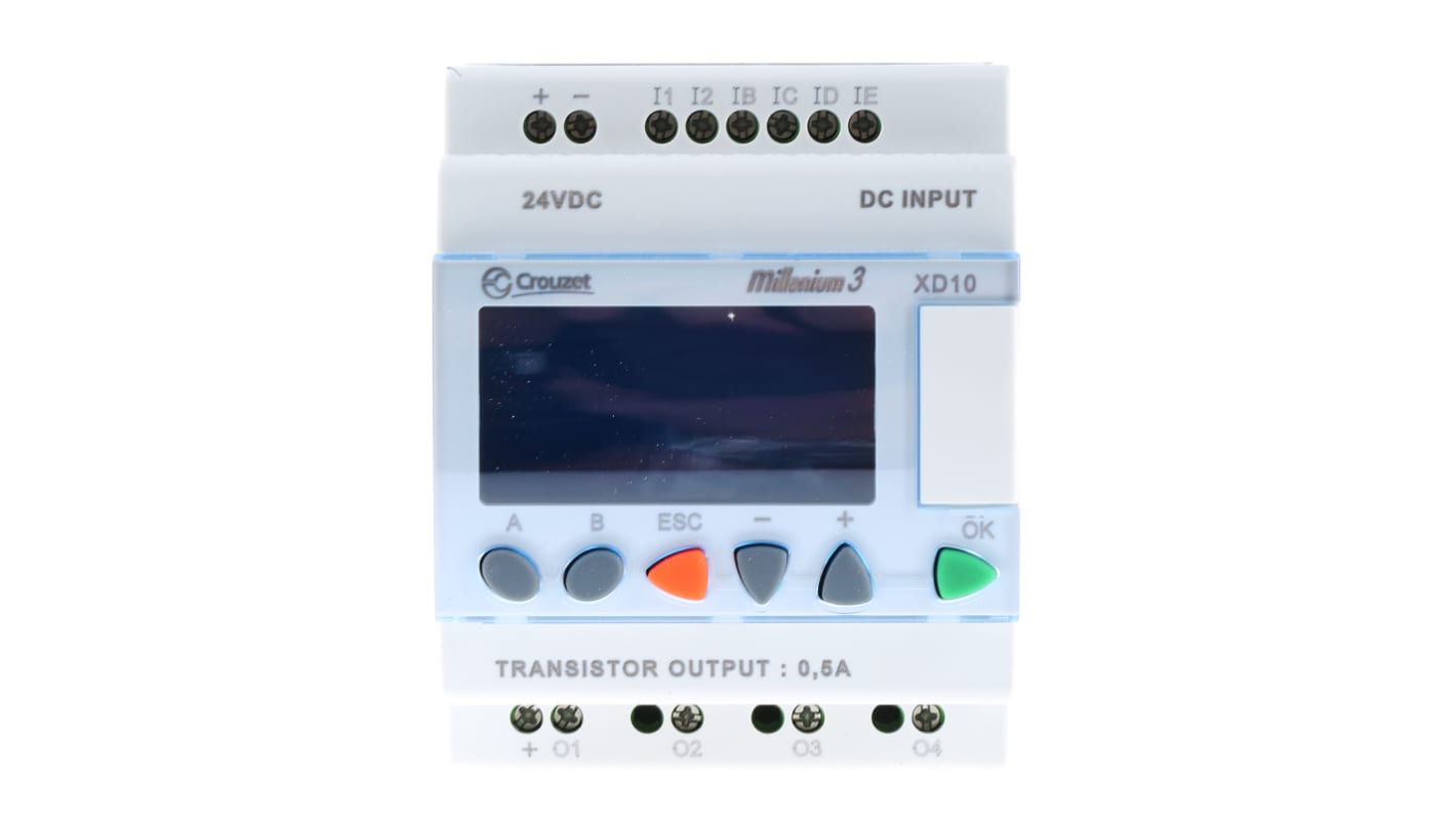 Crouzet Millenium 3 ロジックモジュール 24 V dc 6 入力 4 出力 シリアル、USB