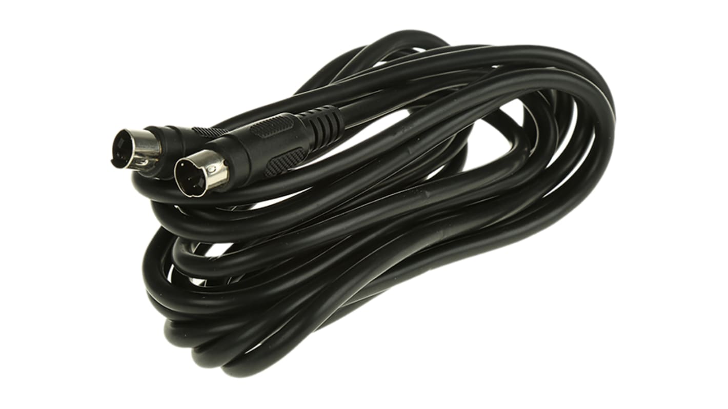 RS PRO Male 4 Pin mini-DIN to Male 4 Pin mini-DIN Black DIN Cable 3m