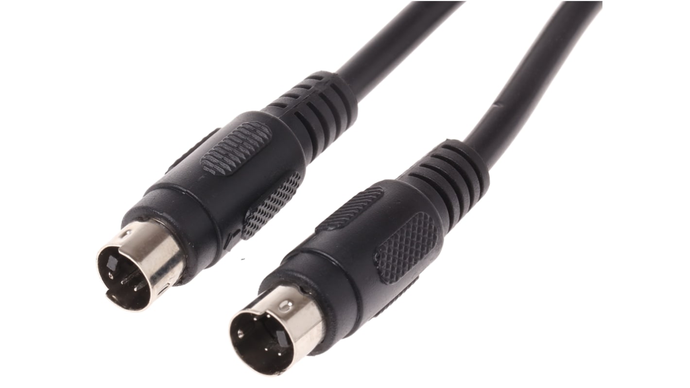 RS PRO Male 4 Pin mini-DIN to Male 4 Pin mini-DIN Black DIN Cable 1m