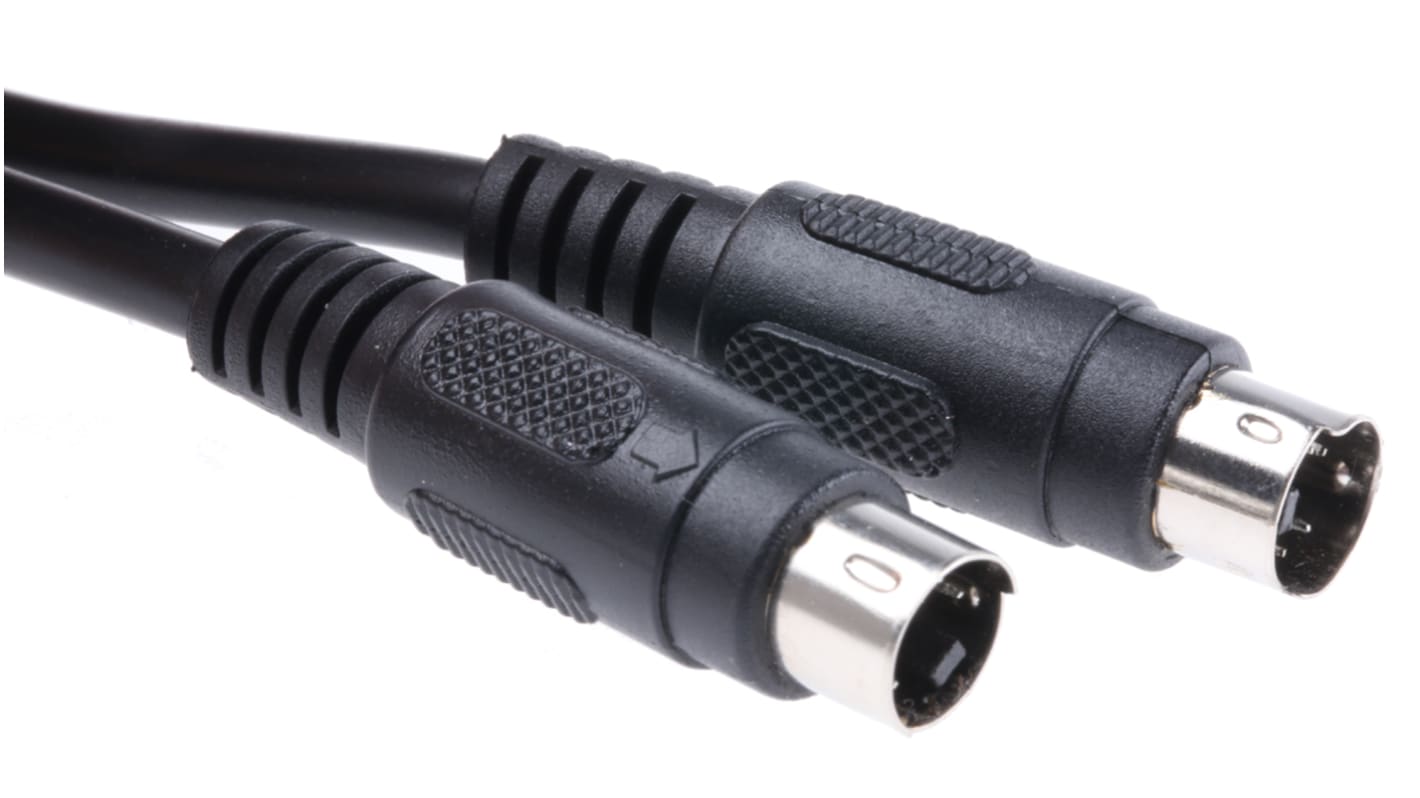 RS PRO Male 4 Pin mini-DIN to Male 4 Pin mini-DIN Black DIN Cable 2m