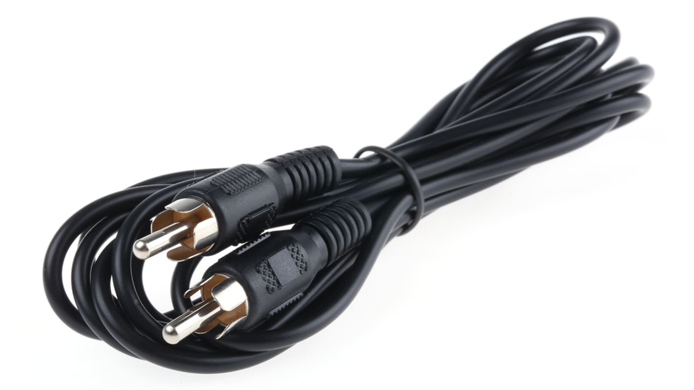 RS PRO Male RCA to Male RCA Aux Cable, Black, 2m