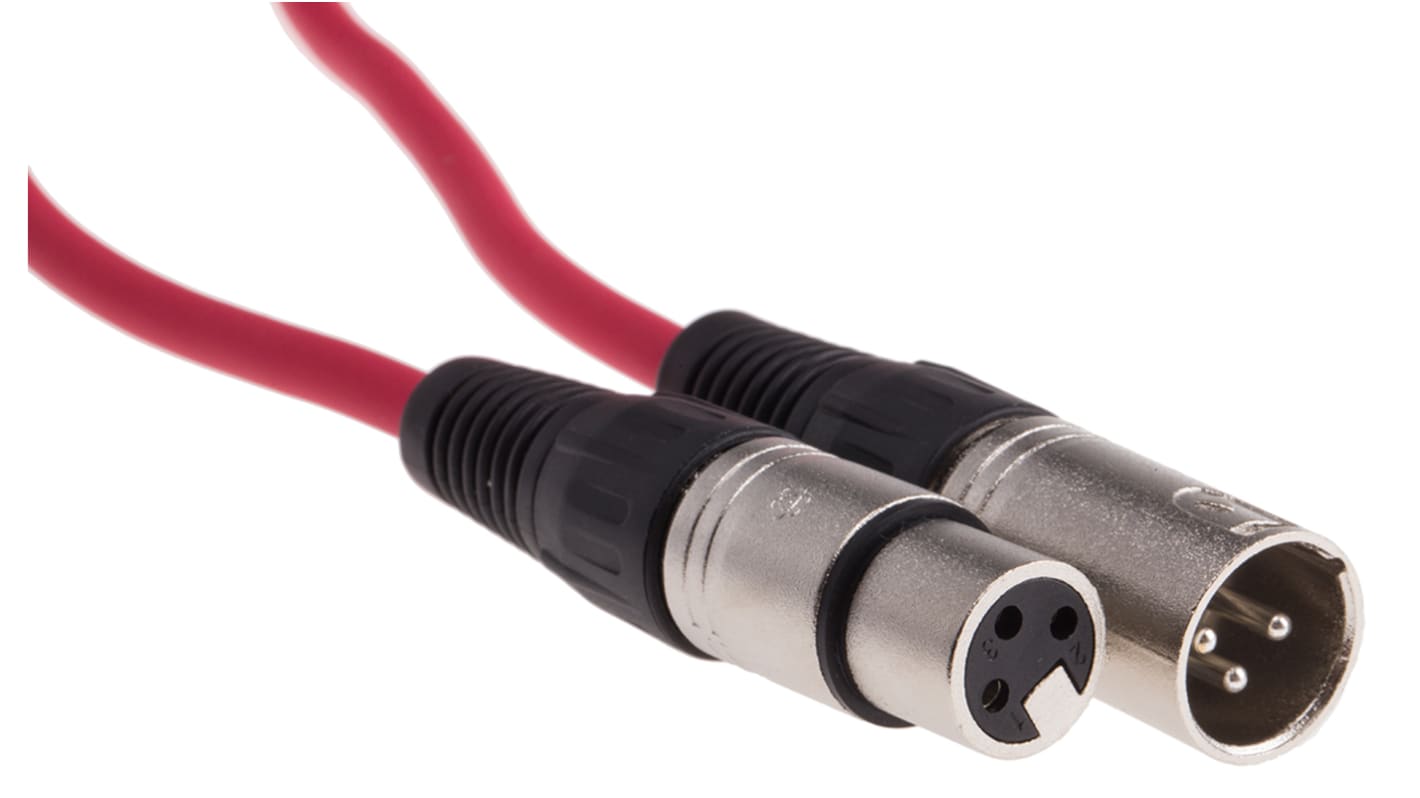 Cable XLR, 5m, Rojo, XLR de 3 contactos, XLR de 3 contactos