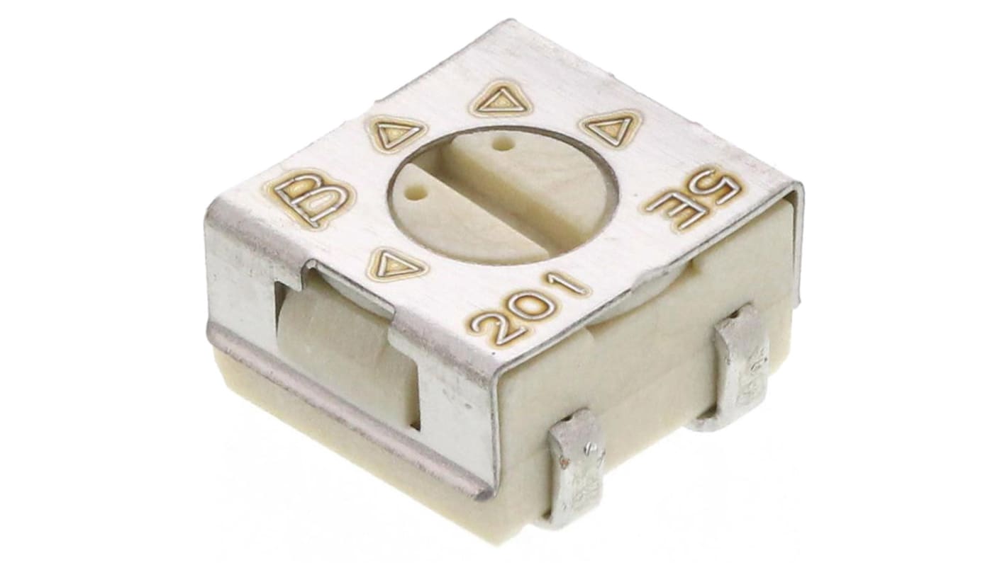 Bourns 3314 1-Gang SMD Trimmer-Potentiometer, Einstellung von oben, 200Ω, ±20%, 0.25W, J-Schraubkloben, L. 4.5mm