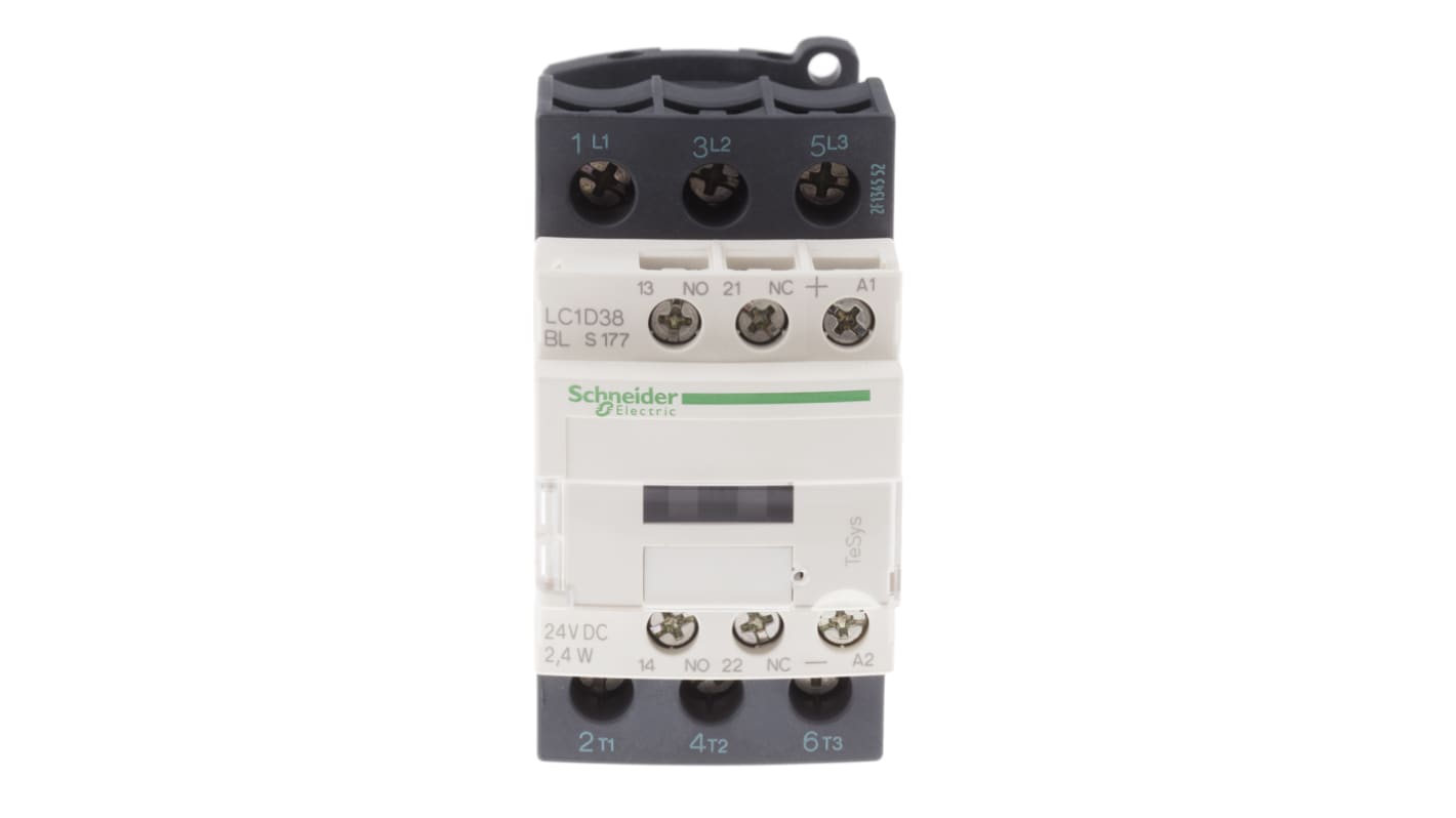 Schneider Electric TeSys D LC1D Leistungsschütz 24 V dc-Spule, 3 -polig , 690 Vac/dc / 38 A 3 Schließer 2-Hilfskontakte