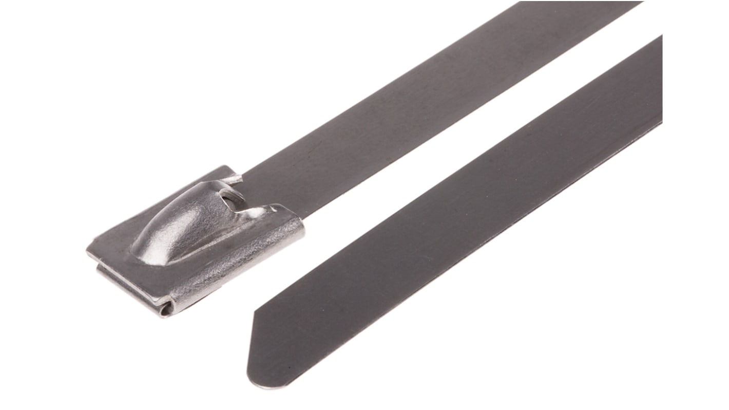 RS PRO Cable Tie, Roller Ball, 840mm x 7.9 mm, Metallic 316 Stainless Steel, Pk-100
