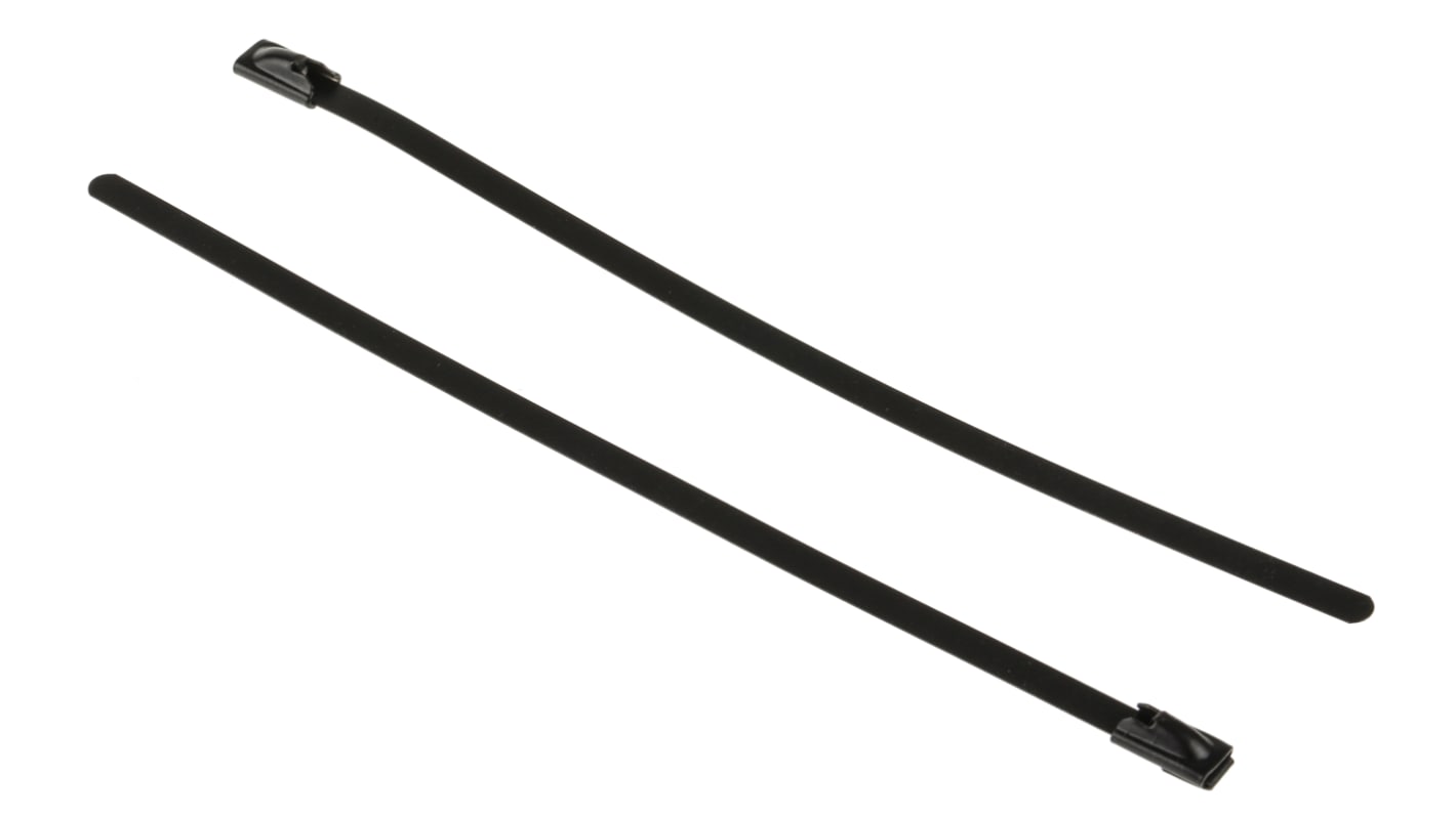 Brida RS PRO de Acero inoxidable recubierto de poliéster Negro, 150mm x 4.6 mm, Cierre por bola