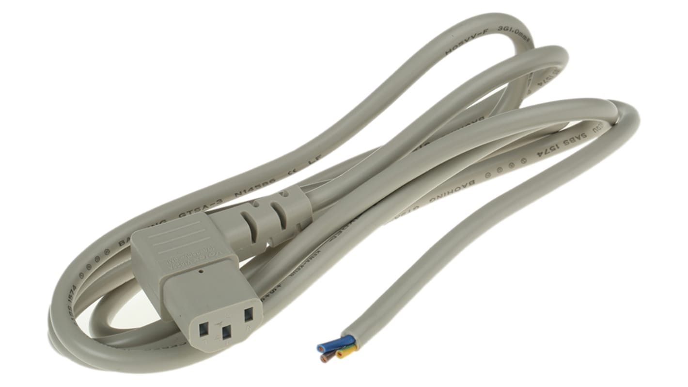 Cavo di alimentazione RS PRO IEC C13/Senza terminazione, 10 A, 250 V, L. 2m