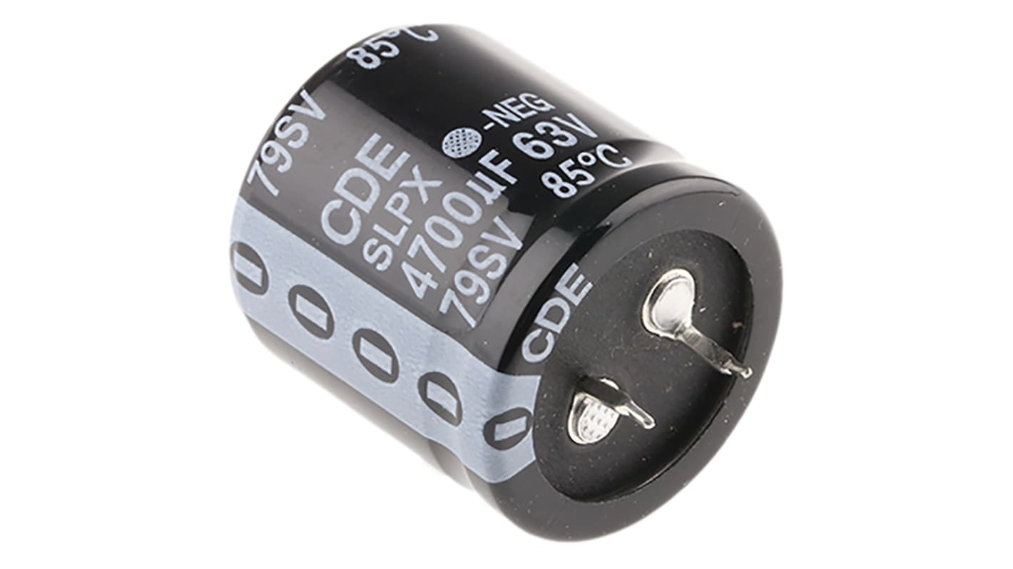 Cornell-Dubilier 4700μF Aluminium Electrolytic Capacitor 63V dc, Snap-In - SLPX472M063E3P3