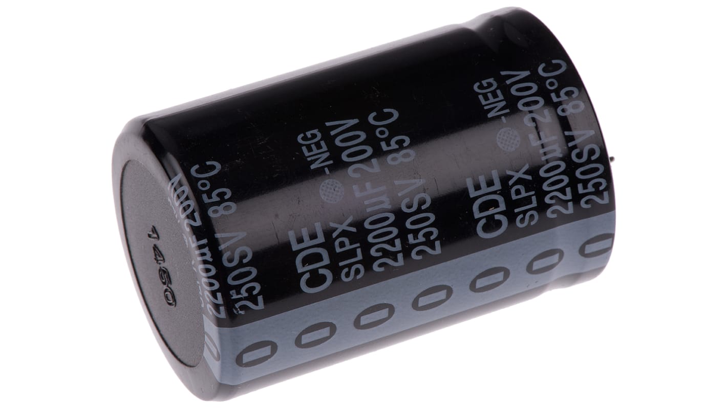 Cornell-Dubilier 2200μF Aluminium Electrolytic Capacitor 200V dc, Snap-In - SLPX222M200H9P3