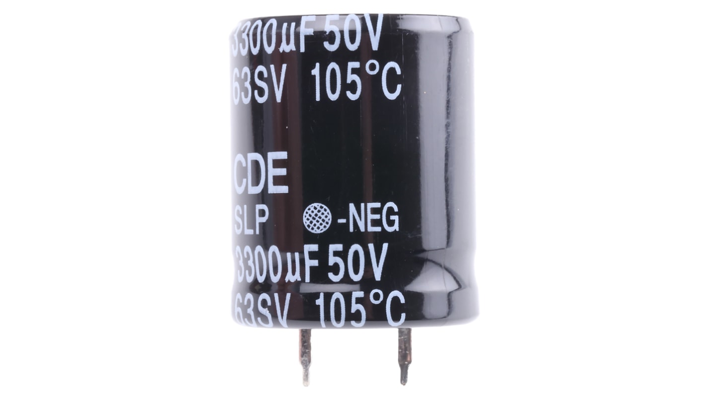 Cornell-Dubilier 3300μF Aluminium Electrolytic Capacitor 50V dc, Snap-In - SLP332M050C3P3