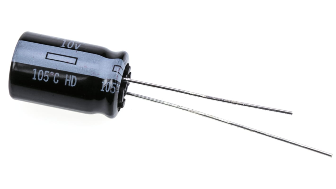 Panasonic 2200μF Aluminium Electrolytic Capacitor 10V dc, Radial, Through Hole - EEUHD1A222