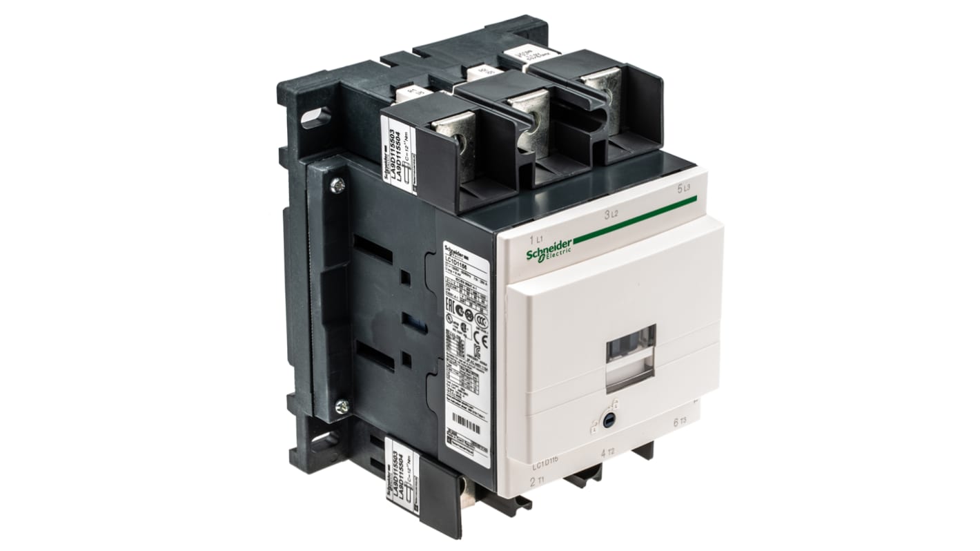 Schneider Electric TeSys D LC1D Contactor, 110 V ac Coil, 3-Pole, 115 A, 3NO, 1 kV ac, 690 V dc