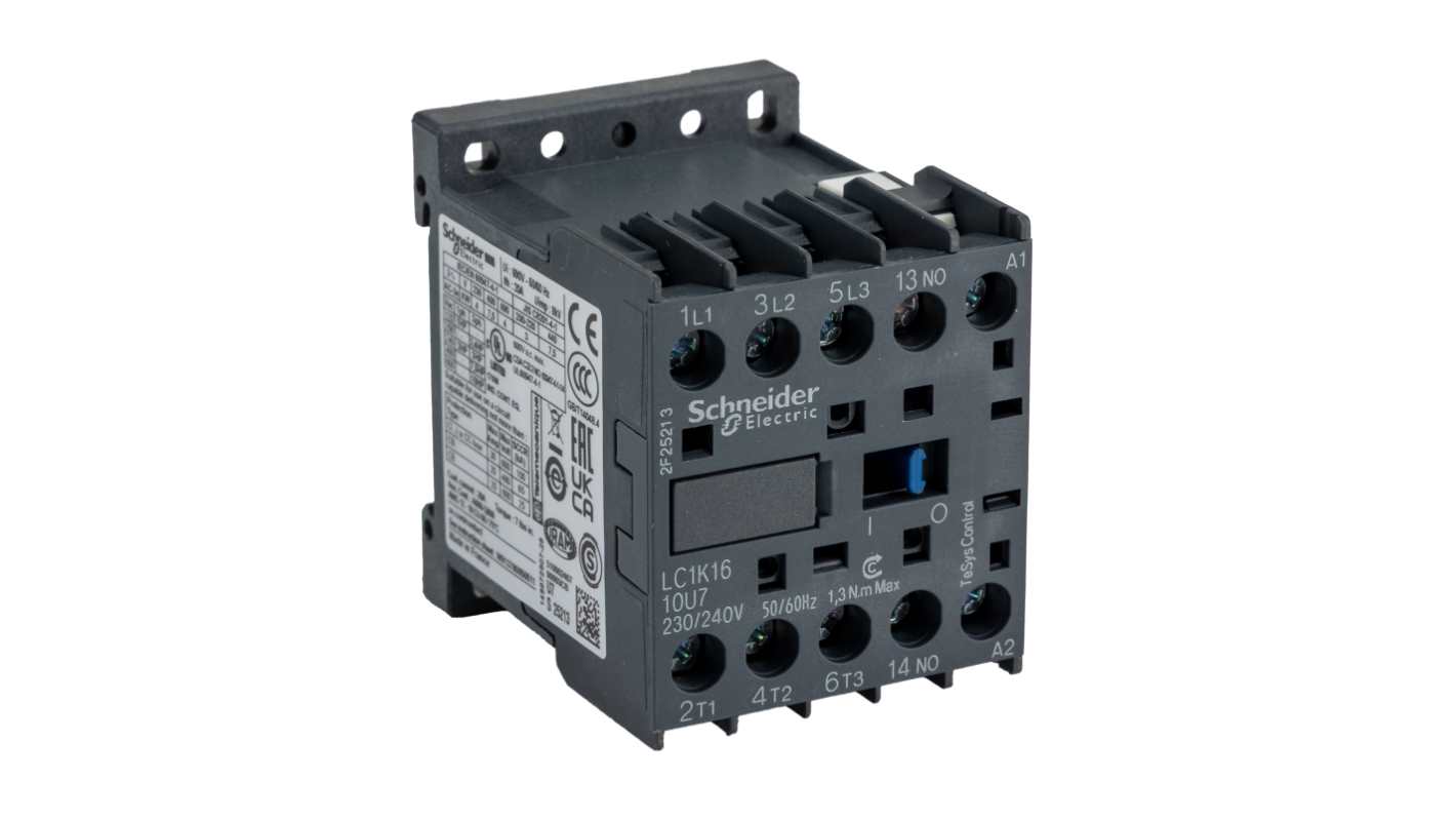 Schneider Electric TeSys K LC1K Contactor, 230 V ac Coil, 3-Pole, 16 A, 3NO, 690 V ac
