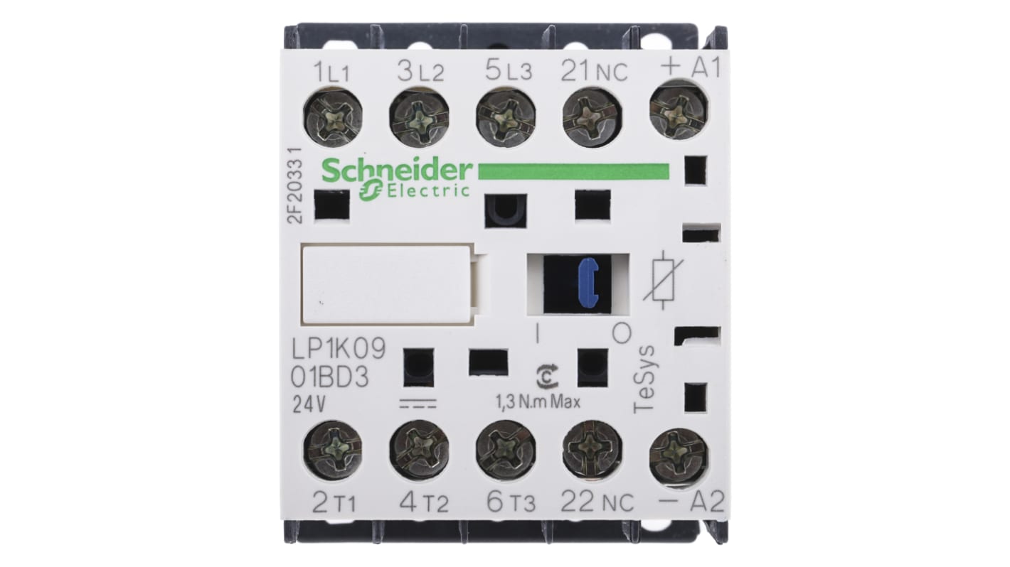 Schneider Electric TeSys K LP1K Contactor, 24 V dc Coil, 3-Pole, 9 A, 3NO, 690 V ac