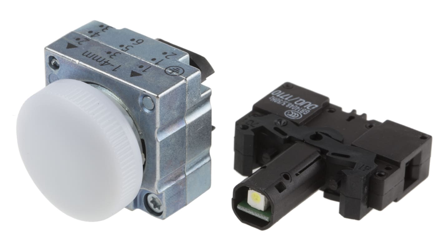 Siemens, Panel Mount White LED Pilot Light, 22mm Cutout, IP66, 24 V ac/dc