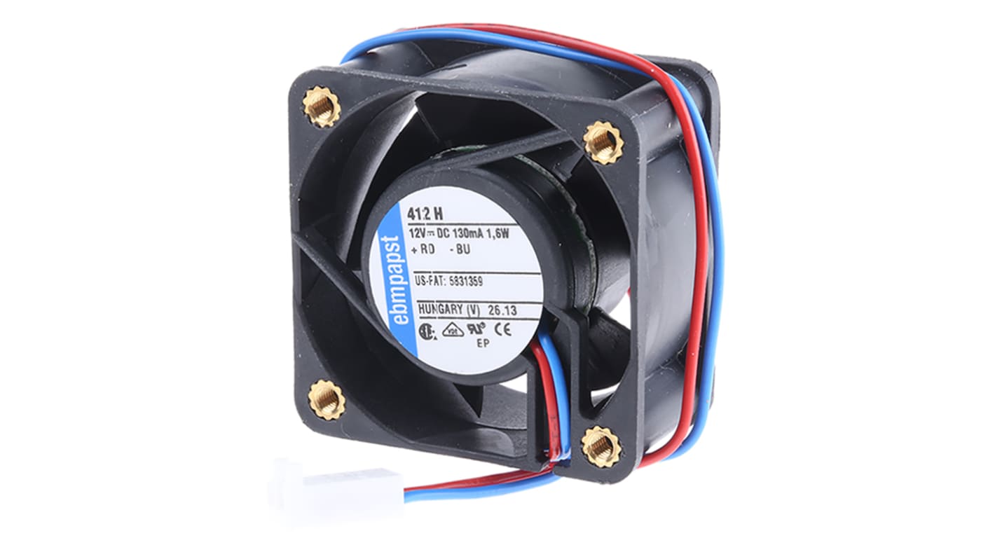 ebm-papst 400 Series Axial Fan, 12 V dc, DC Operation, 13.5m³/h, 1.6W, 40 x 40 x 20mm