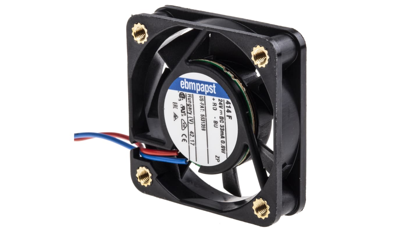 Ventilador Axial ebm-papst 400 F de 40 x 40 x 10mm, 24 V dc, 800mW, 5400rpm, caudal 8m³/h, 22.1dB