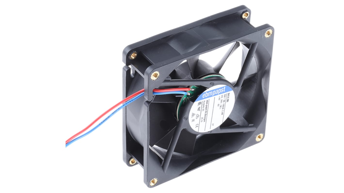 ebm-papst 8400 N Series Axial Fan, 24 V dc, DC Operation, 79m³/h, 2.4W, 80 x 80 x 25mm