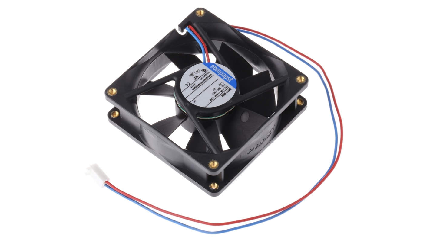 ebm-papst 8400 N Series Axial Fan, 24 V dc, DC Operation, 79m³/h, 2.8W, 80 x 80 x 25mm