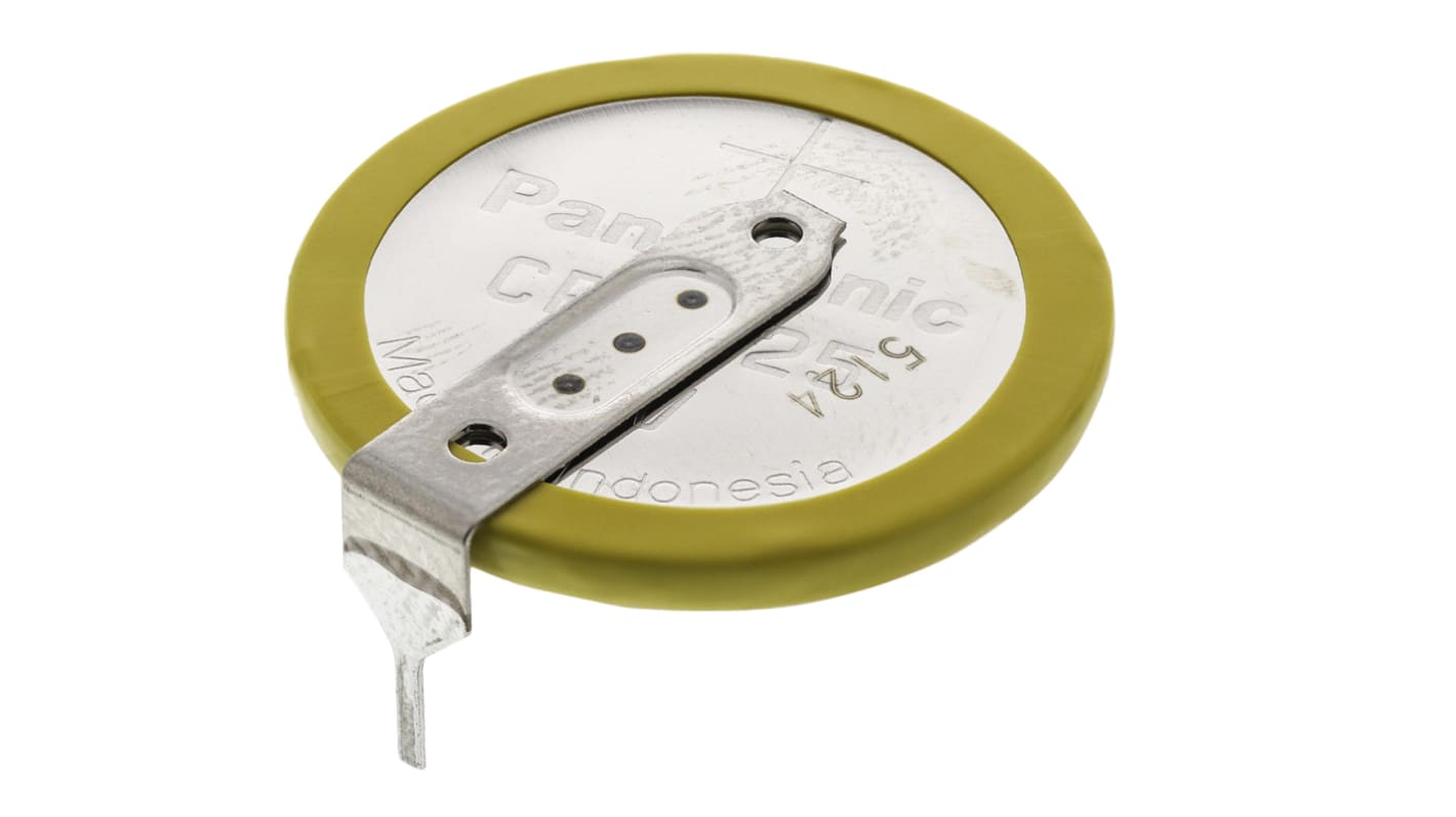 Batteria a bottone Panasonic CR2025, Litio diossido di manganese, 3V, 165mAh, terminale Pin PCB