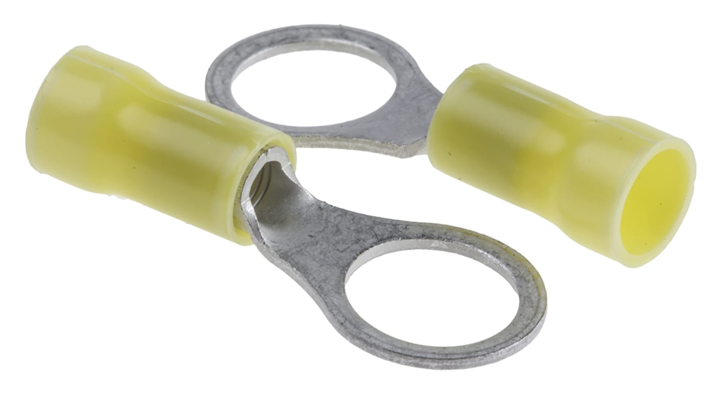TE Connectivity, PLASTI-GRIP Insulated Ring Terminal, M10 Stud Size, 2.6mm² to 6.6mm² Wire Size, Yellow