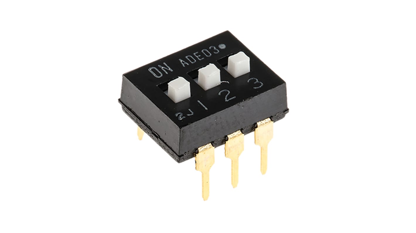 TE Connectivity 3 Way Through Hole DIP Switch SPST