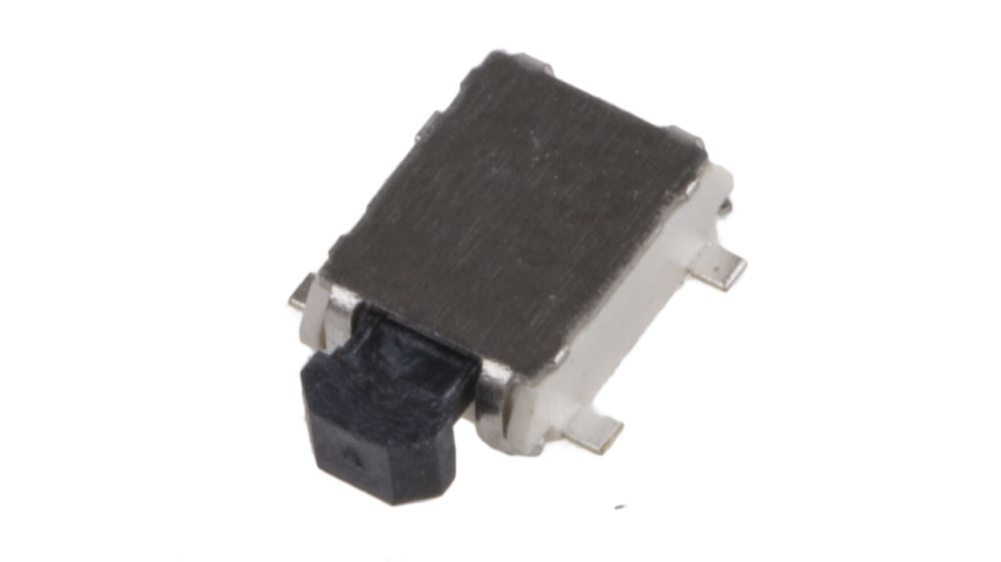 TE Connectivity 触觉开关, 表面, 最低-20°C, 按钮执行器, 触点额定电流50 mA @ 12 V 直流, 单刀单掷配置