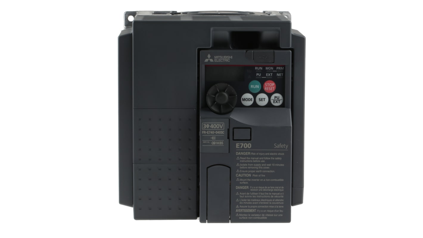 Mitsubishi Inverter Drive, 0.4 kW, 3 Phase, 400 V ac, 1.6 A, FR-E740 Series