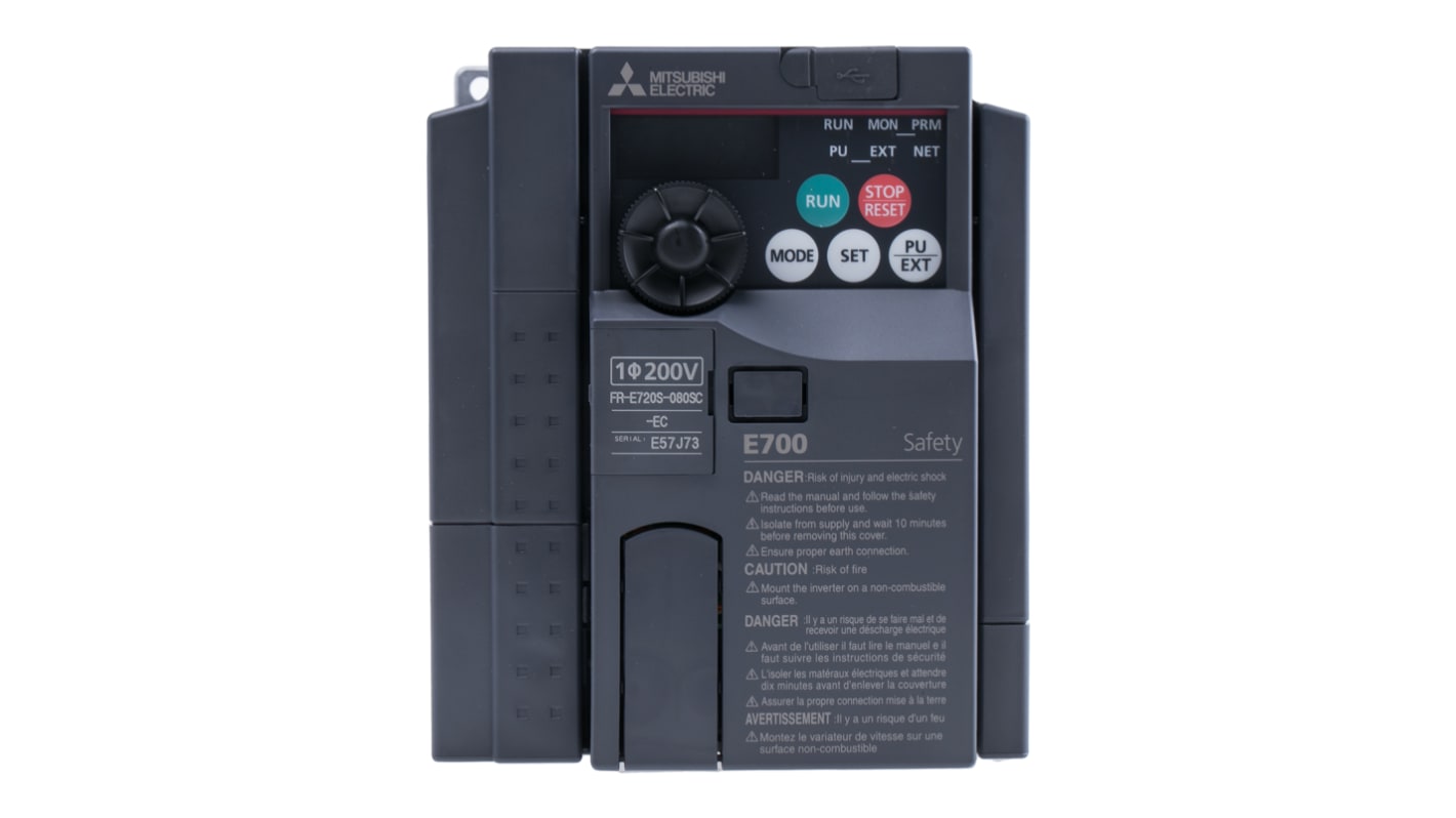 Mitsubishi Inverter Drive, 1.5 kW, 1 Phase, 230 V ac, 8 A, FR-E720S Series