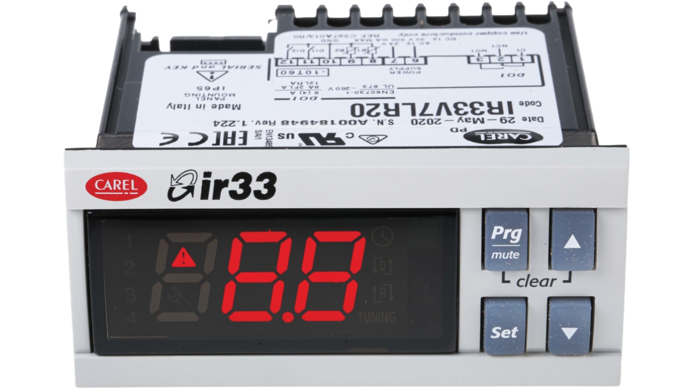 Controlador de temperatura PID Carel serie IR33, 76.2 x 34.2mm, 12 → 24 V ac, 1 salida Relé
