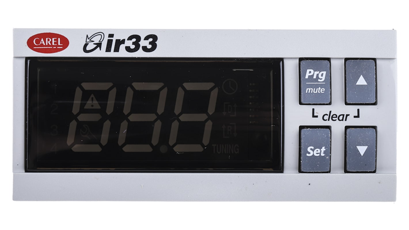 Carel IR33 Panel Mount PID Temperature Controller, 76.2 x 34.2mm, 2 Output Relay, 24 V ac/dc Supply Voltage