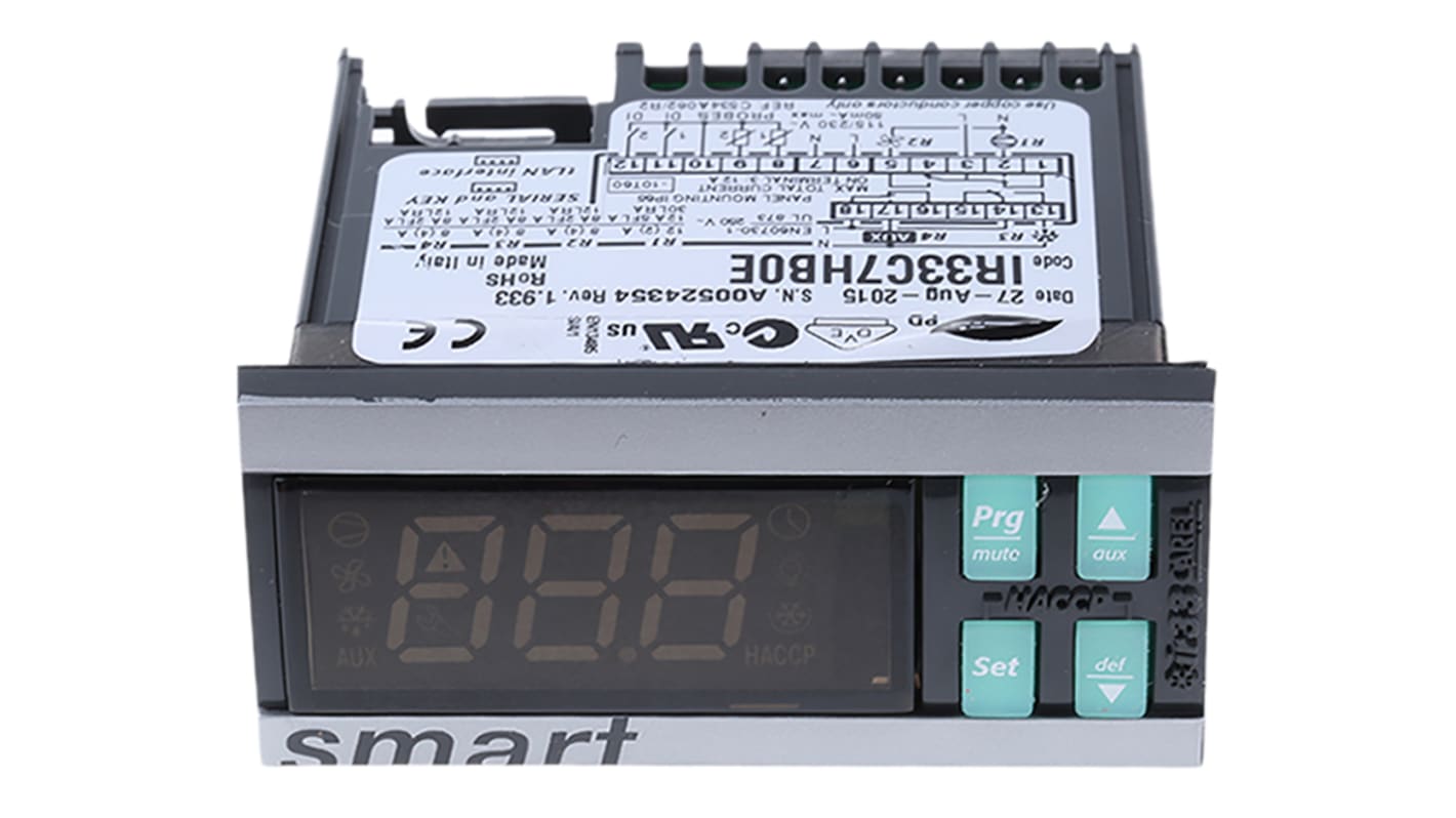 Carel IR33 Panel Mount PID Temperature Controller, 76.2 x 34.2mm, 4 Output Relay, 115 → 230 V ac Supply Voltage