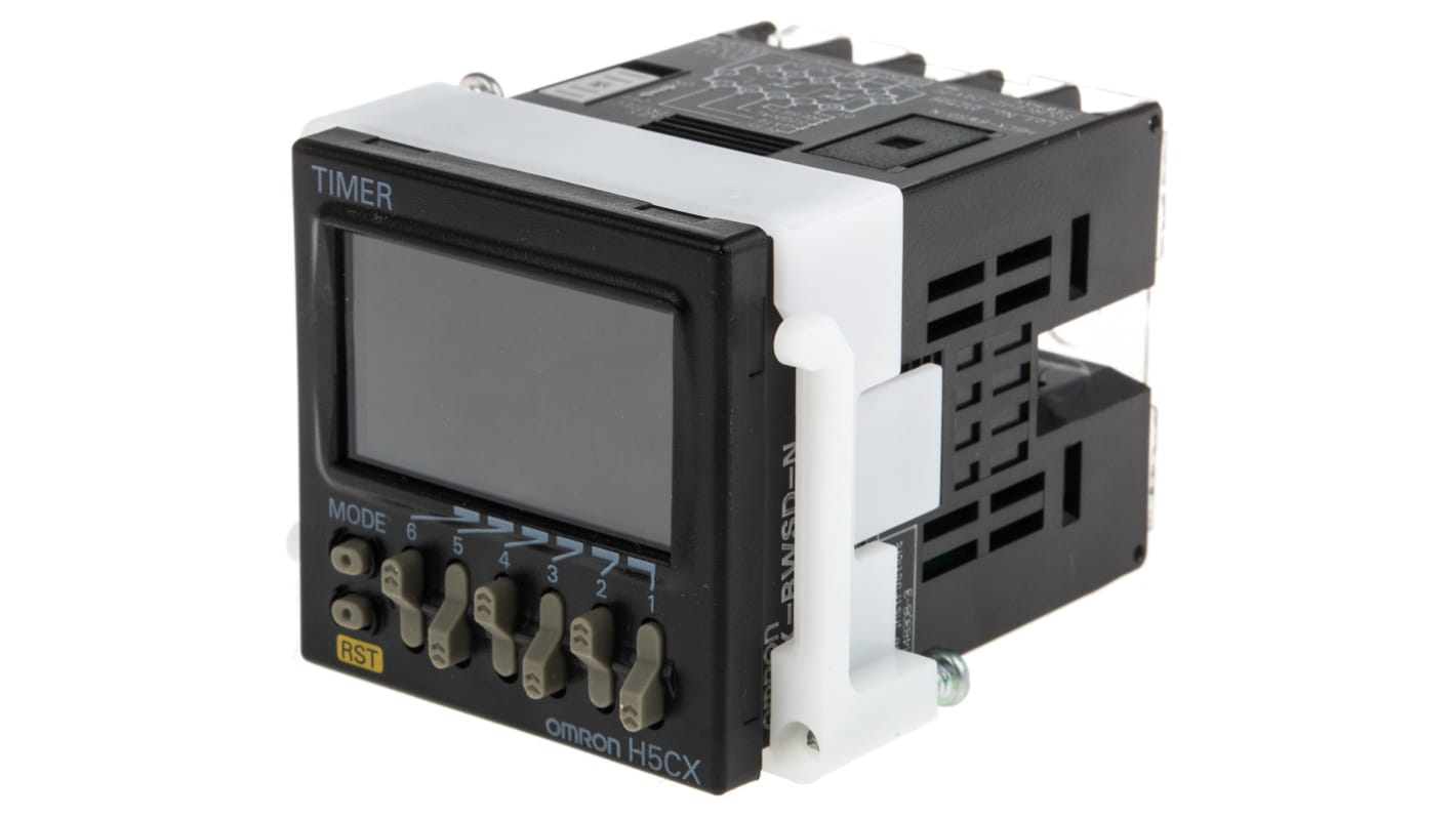 Omron H5CX Series Panel Mount Timer Relay, 12 → 24 V dc, 24V ac, 2-Contact, 0.001 s → 9999h