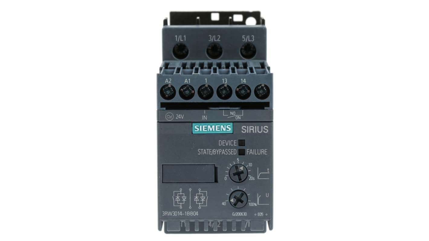 Siemens SIRIUS 3RW30 Sanftstarter 3-phasig 3 kW, 480 V ac / 6,5 A