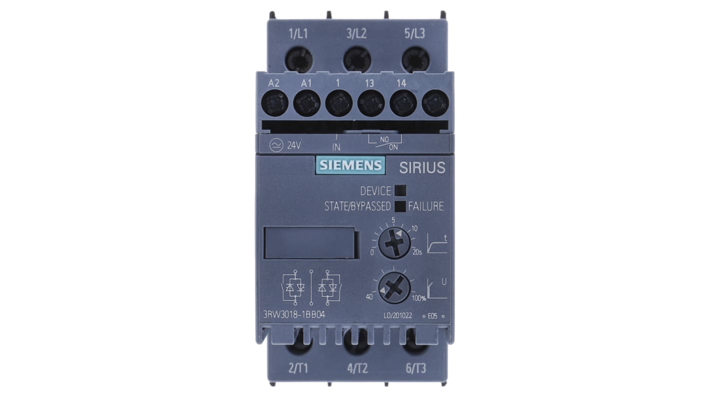Siemens SIRIUS 3RW30 Sanftstarter 3-phasig 7,5 kW, 400 V ac / 17,6 A