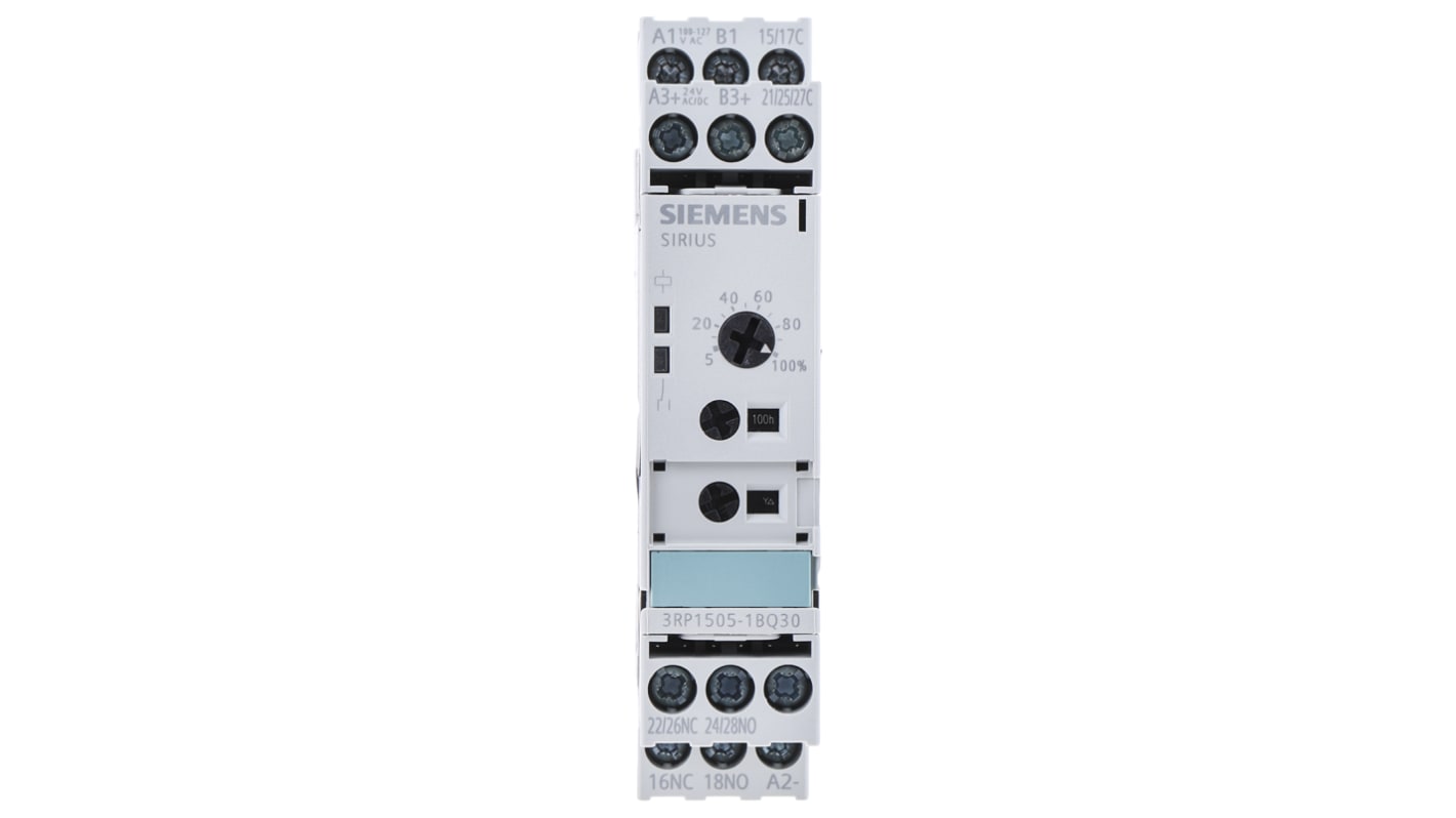 Siemens DIN Rail Mount Timer Relay, 24 V dc, 100 → 127V ac, 2-Contact, 5 → 100s, DPDT