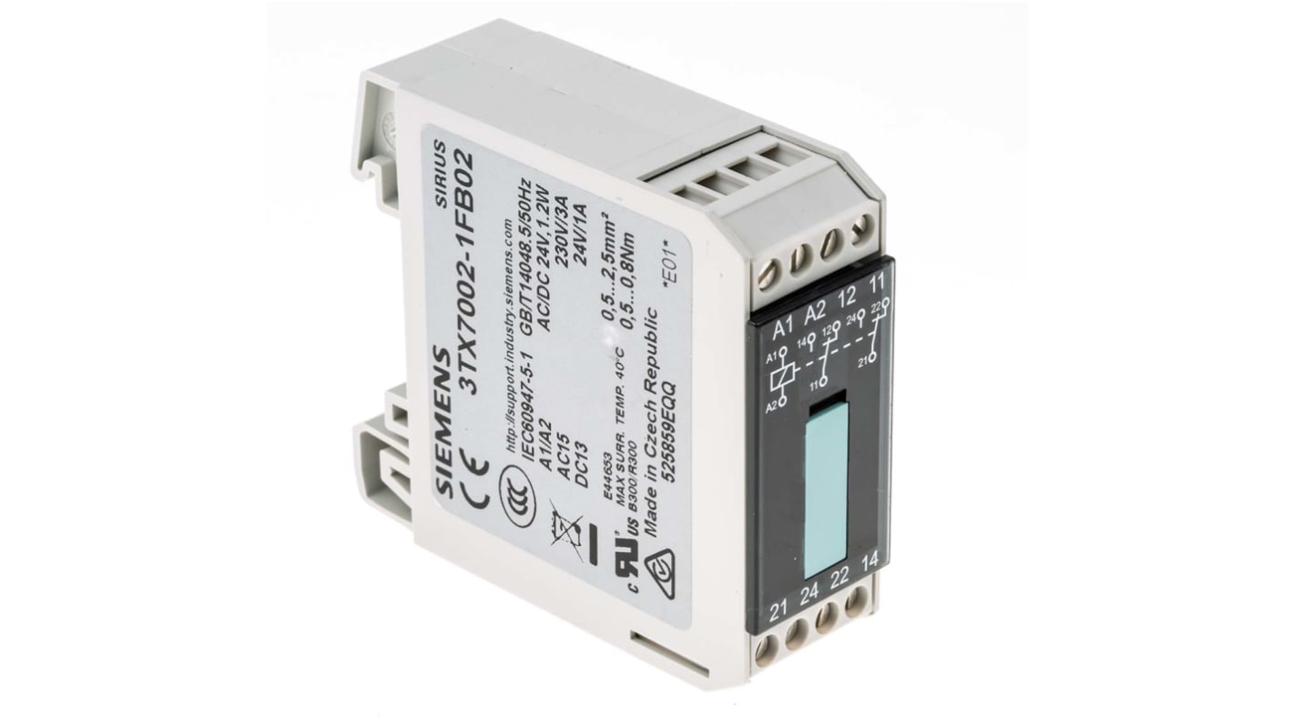 西门子 耦合继电器, 24 V ac/dc线圈24 → 250 V ac/dcDIN Rail, 2NO/2NC触点, 6 A