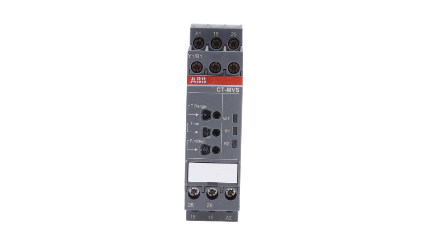 Timer Relay ABB, intervallo 0.05 s → 300h, 2 poli, DPDT, Guida DIN