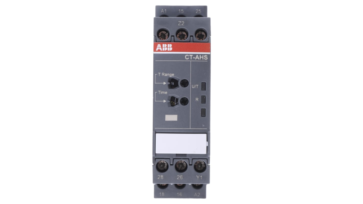 ABB 1SVR Series DIN Rail Mount Timer Relay, 24 → 240 V ac, 24 → 48V dc, 2-Contact, 0.05 s → 300h,