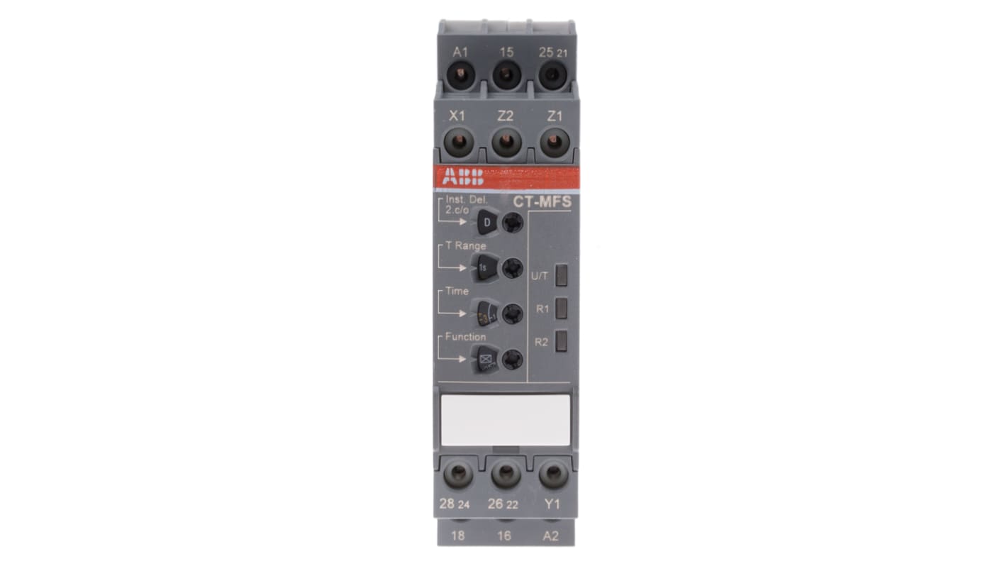 ABB 1SVR Series DIN Rail Mount Timer Relay, 24 → 240V ac/dc, 2-Contact, 0.05 s → 300h, SPDT
