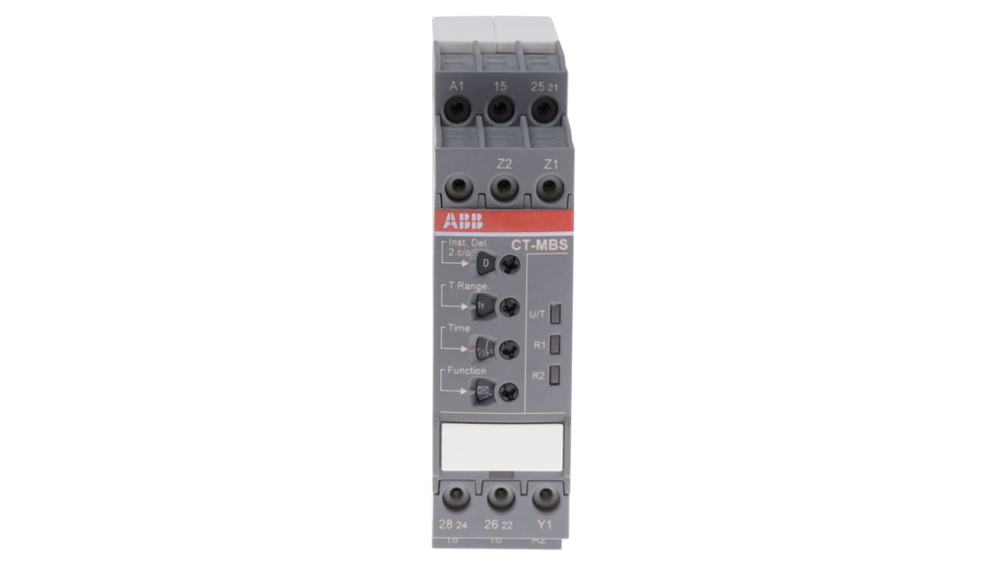 ABB DIN Rail Mount Timer Relay, 24 → 240 V ac, 24 → 48V dc, 2-Contact, 0.05 s → 300h, DPDT