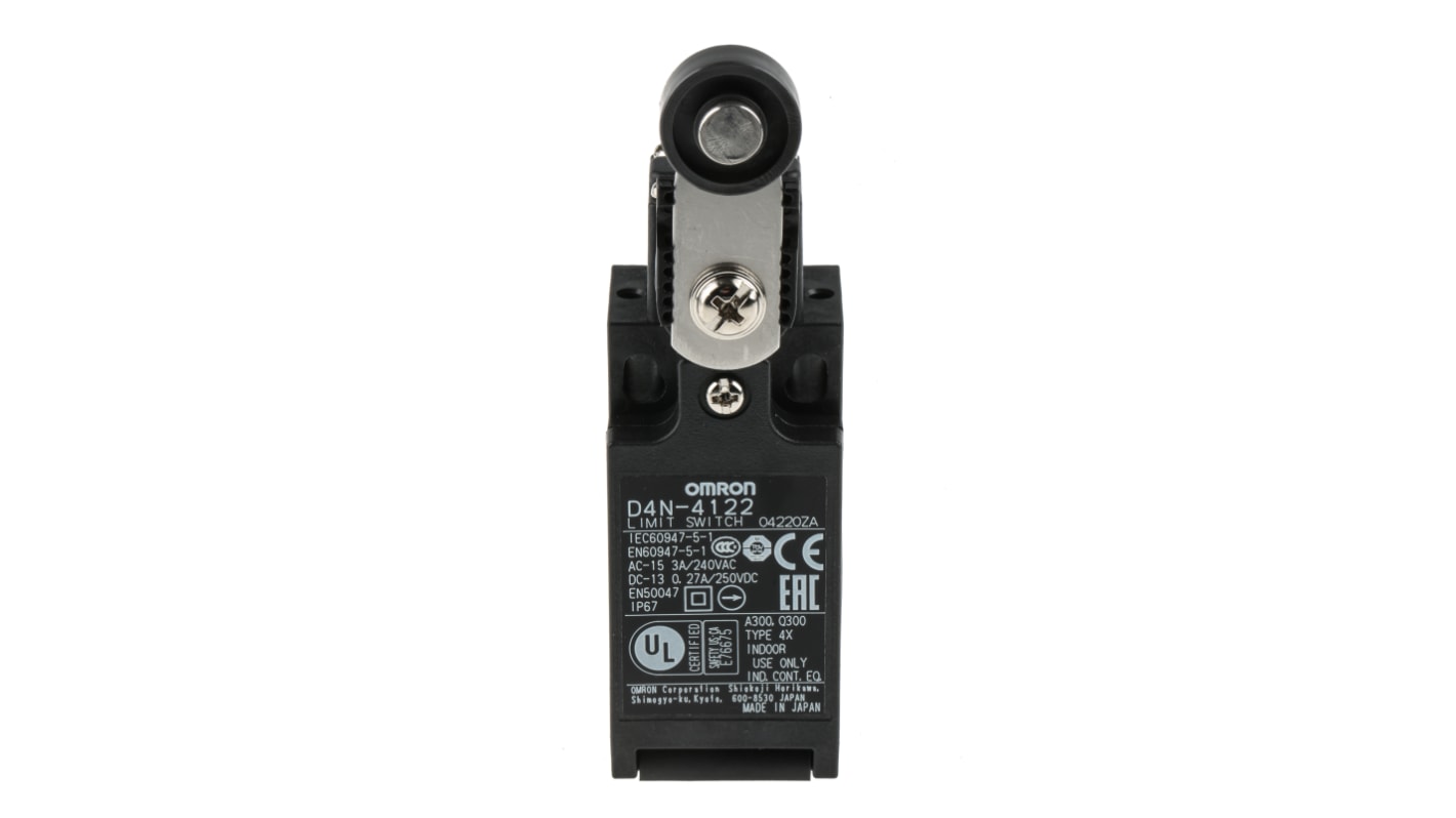 Omron D4N Series Roller Lever Interlock Switch, NO/NC, IP67, DPST