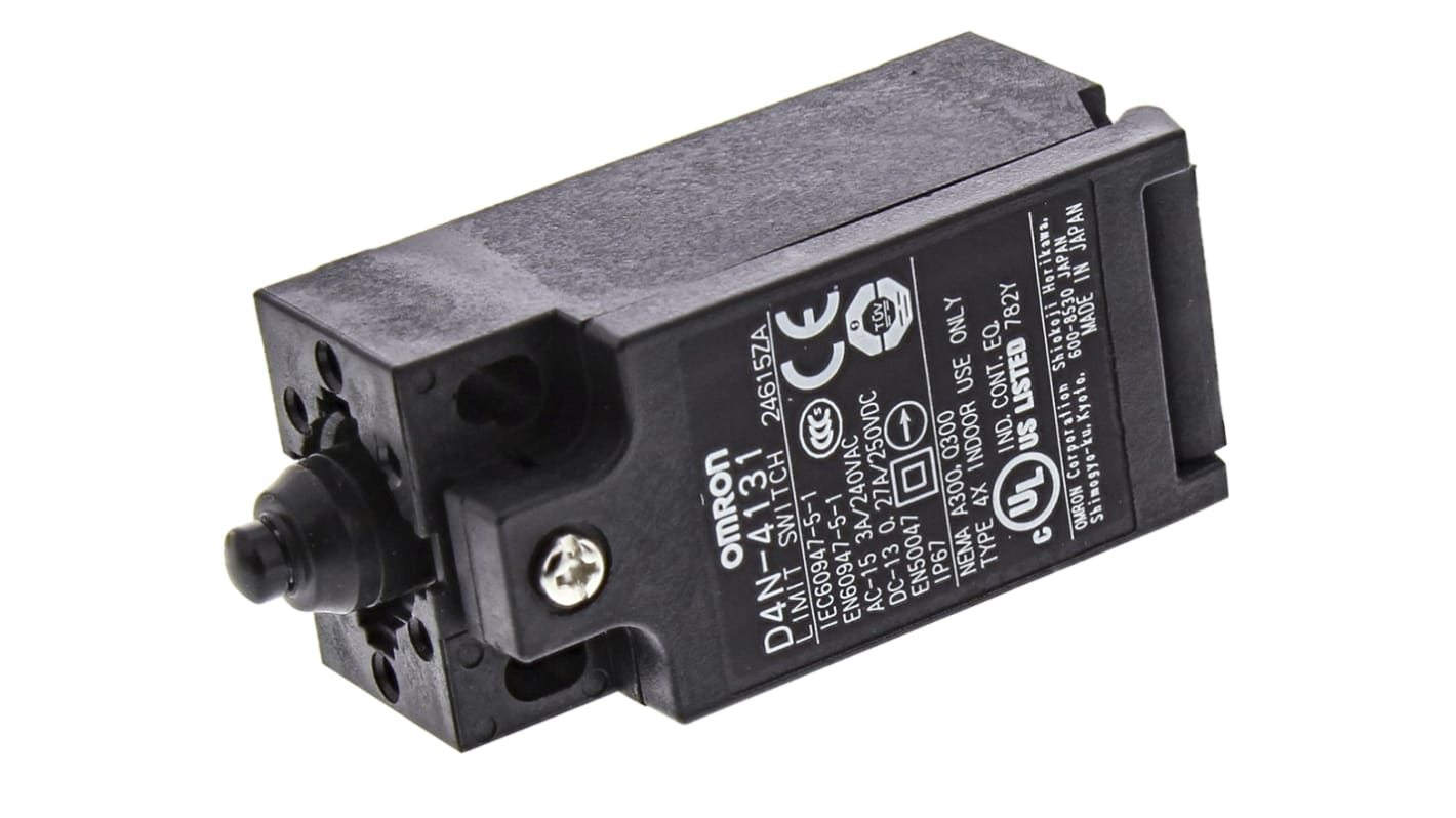 Omron D4N Series Plunger Limit Switch, NO/NC, DPST