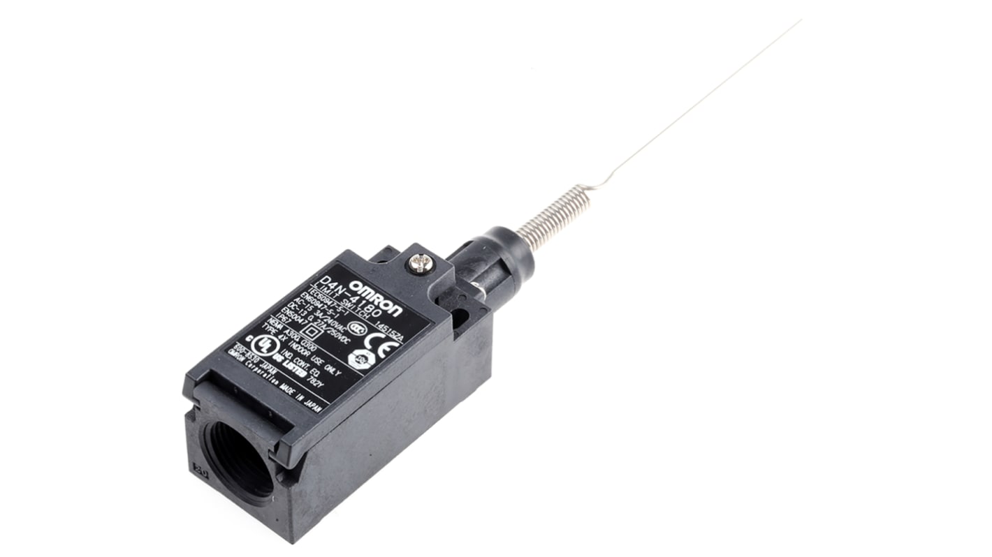Omron D4N Series Cats Whisker Limit Switch, NO/NC, DPST
