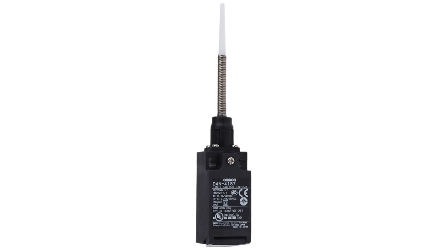 Omron D4N Series Rod Limit Switch, NO/NC, IP67, DPST, Plastic Housing