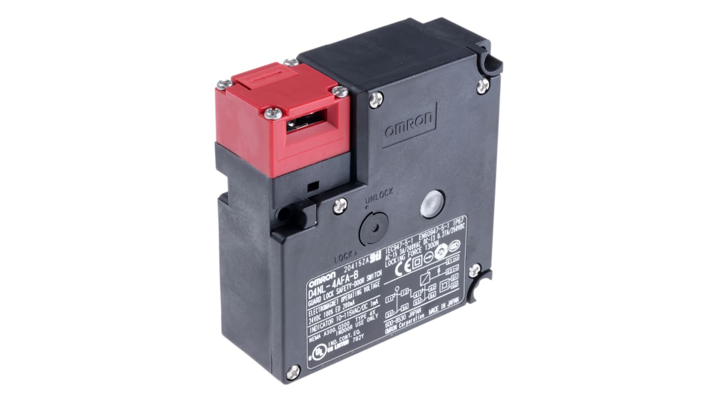 Omron D4NL Series Solenoid Interlock Switch, Power to Unlock, 24V dc, 1NC/1NO + 1NC/1NO