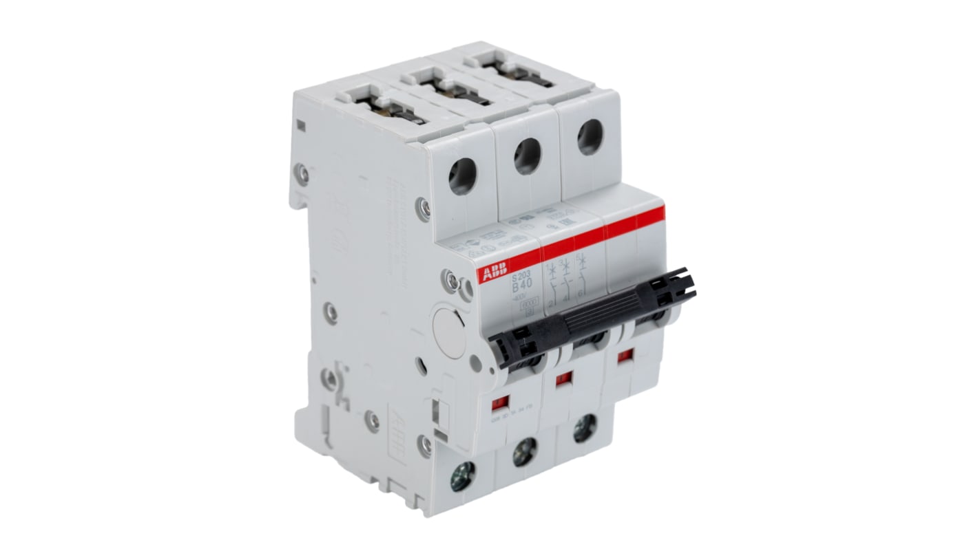 ABB B型MCB, 3极, 10kA分断, 40A, 400VAC, S200系列 S203-B40
